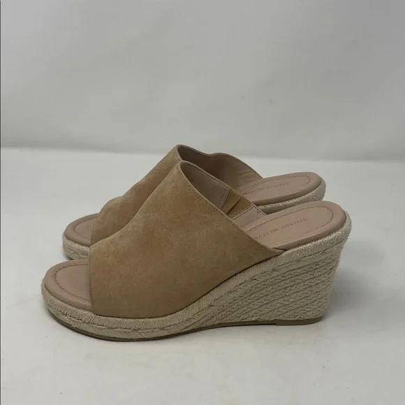 Stuart Weitzman Tan Suede-Like Espadrille Wedge Slip-On Sandals Size 7 - Picture 3 of 15